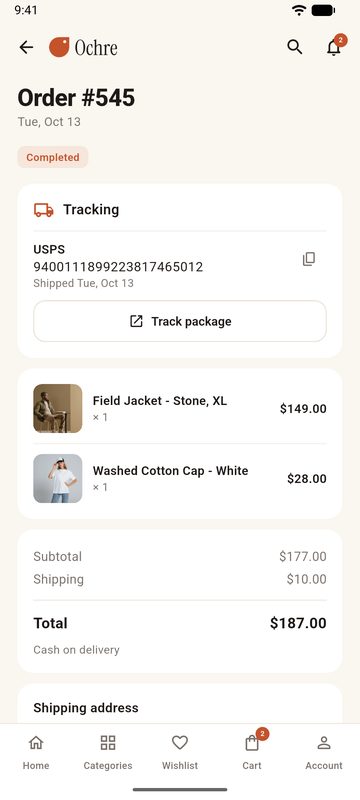 Order with tracking