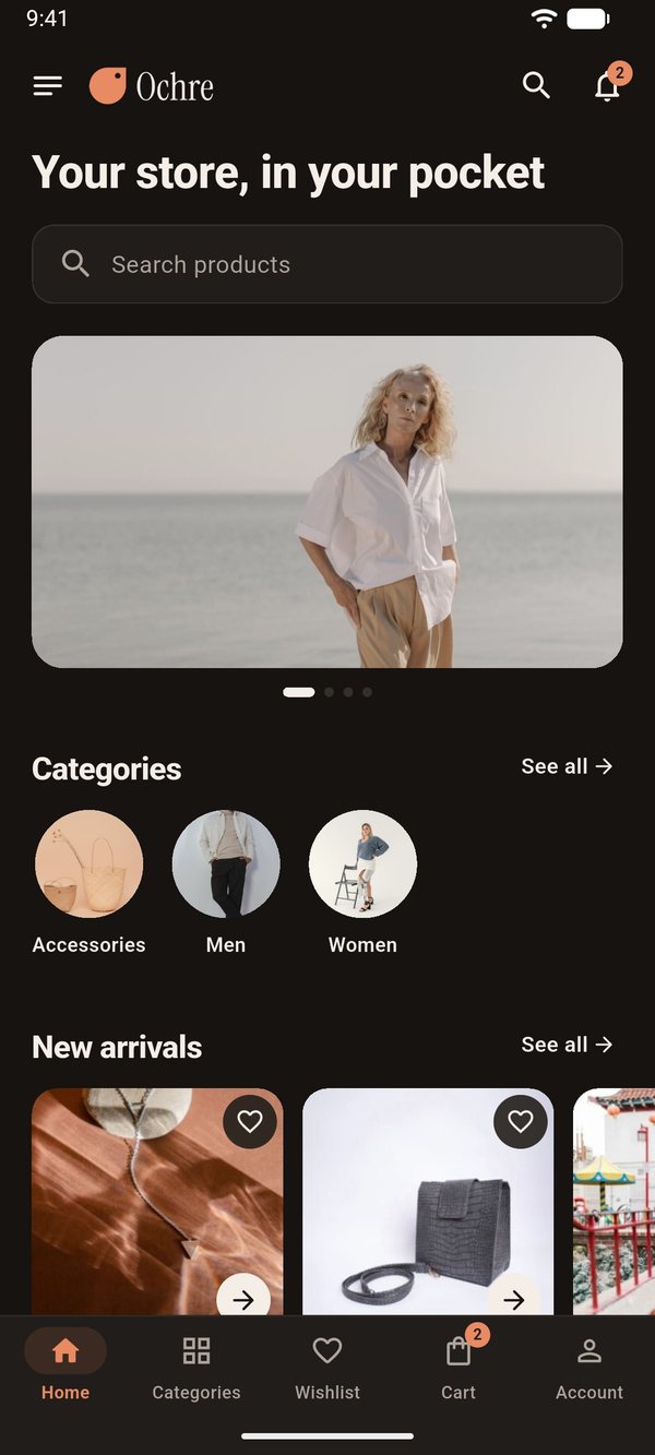 Home, dark mode